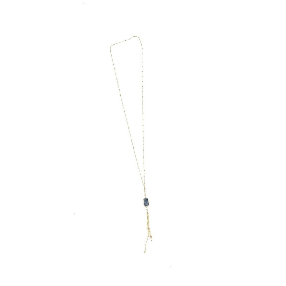 Unbranded 18" Gold Tone Long Chain Rectangular Kyanite Pendant - Picture 7 of 7